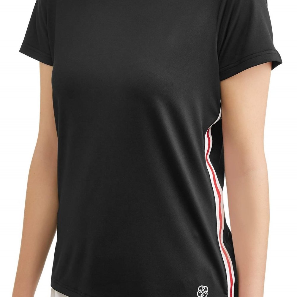 Daisy Fuentes Women Athleisure Tee w Side Stripe S